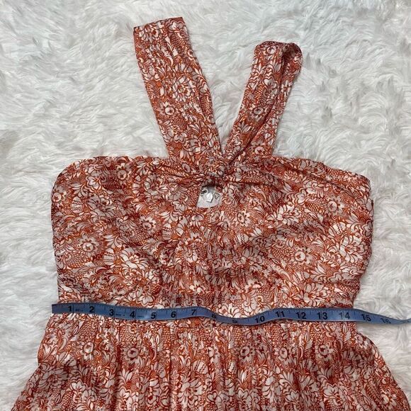 Miss Me Orange Floral Criss Cross Sleeveless Halter Dress Womens Size Small - Picture 10 of 13